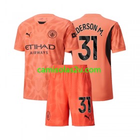 Camisolas de futebol Manchester City Ederson M 31 Guarda Redes Criança Equipamento Alternativa 2024/25 Manga Curta
